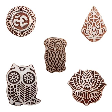 Set of 5 Piece New Mix Wooden Printing Blocks